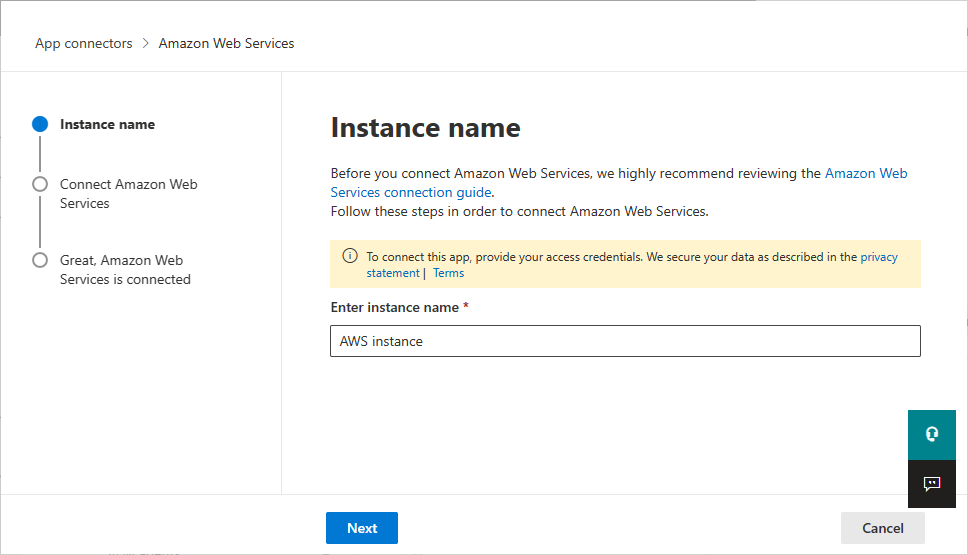 اسم موصل تدقيق AWS.