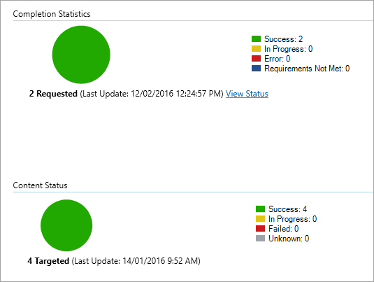 تعرض Configuration Manager التوزيع الناجح دون أخطاء