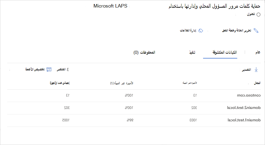 حدد المجال مع الأجهزة غير المحمية بواسطة LAPS.