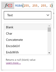 Formula drop-down menu.