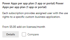 Power Apps لكل خطة تطبيق.