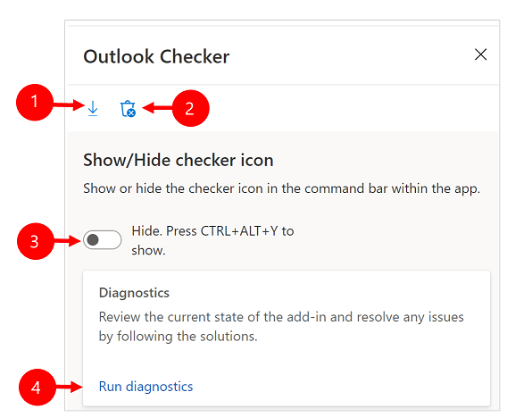 Navegació de la subfinestra del verificador de l'Outlook.