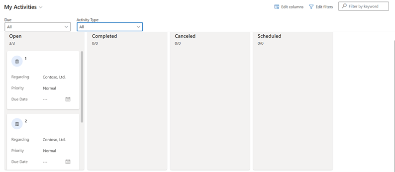 Activitats a la visualització Kanban