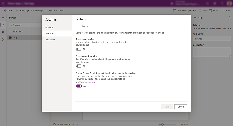 Visualització de l'informe del Power BI habilitada en una taula