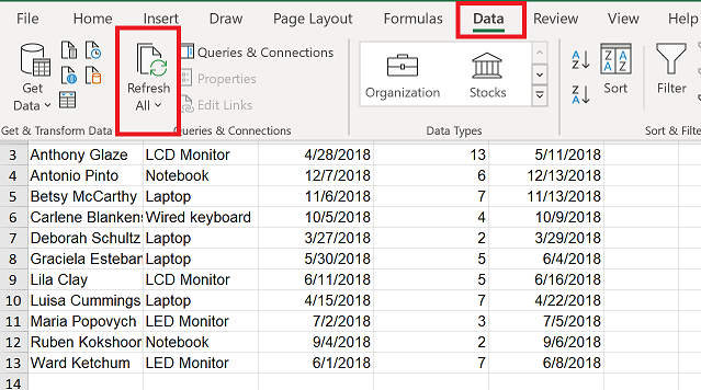 Actualitzar les dades de l’aplicació a l’Excel.