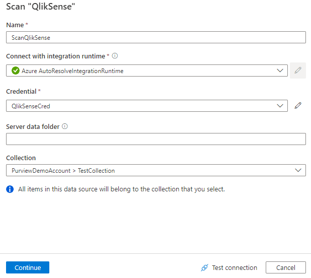 Captura de pantalla de la configuración de un examen de Qlik Sense.