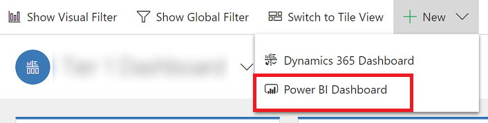 Přidání nového řídicího panelu Power BI.