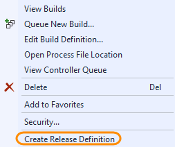 V sadě Visual Studio vytvořte definici vydané verze.