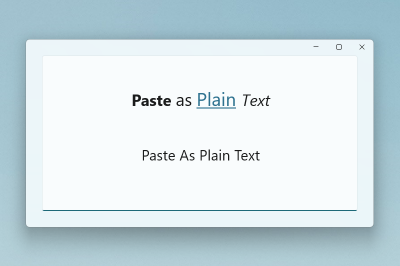 Paste as Plain Text snímek obrazovky