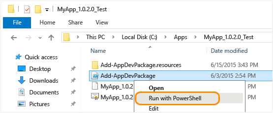 File explorer navigated to PowerShell script shown