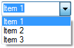 snímek obrazovky jednoduchého pole se seznamem se třemi rozevíracími položkami