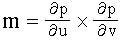 Equation showing a cross-product value for a map m.