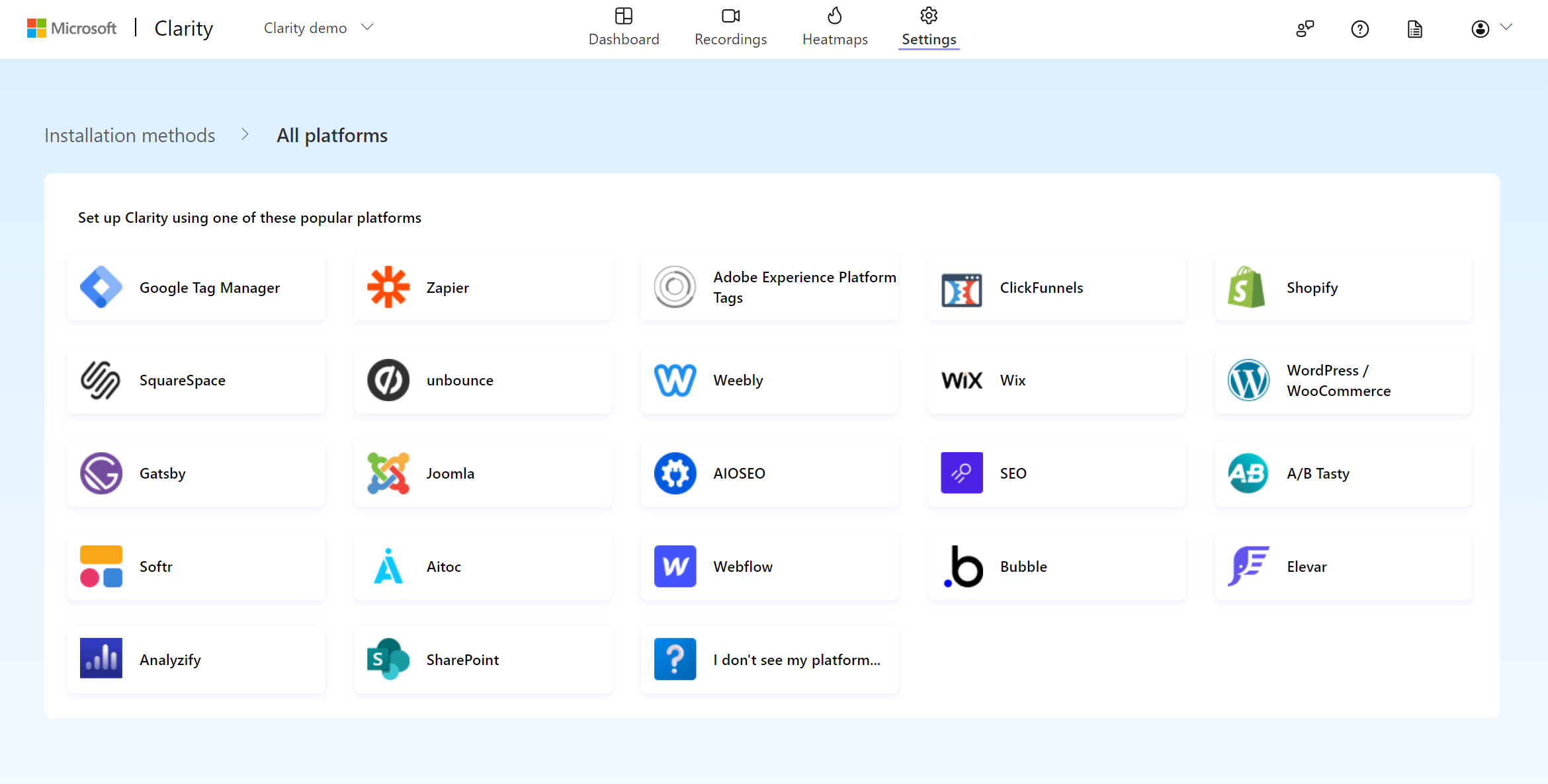 View Clarity third-party platforms.