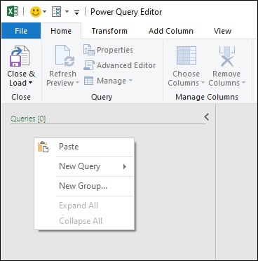 Indsæt forespørgsel fra Power BI Desktop i Power Query til Excel.