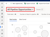 Screenshot, der die Ansichtsliste in der Verkaufschancen-Pipeline-Ansicht hervorhebt.