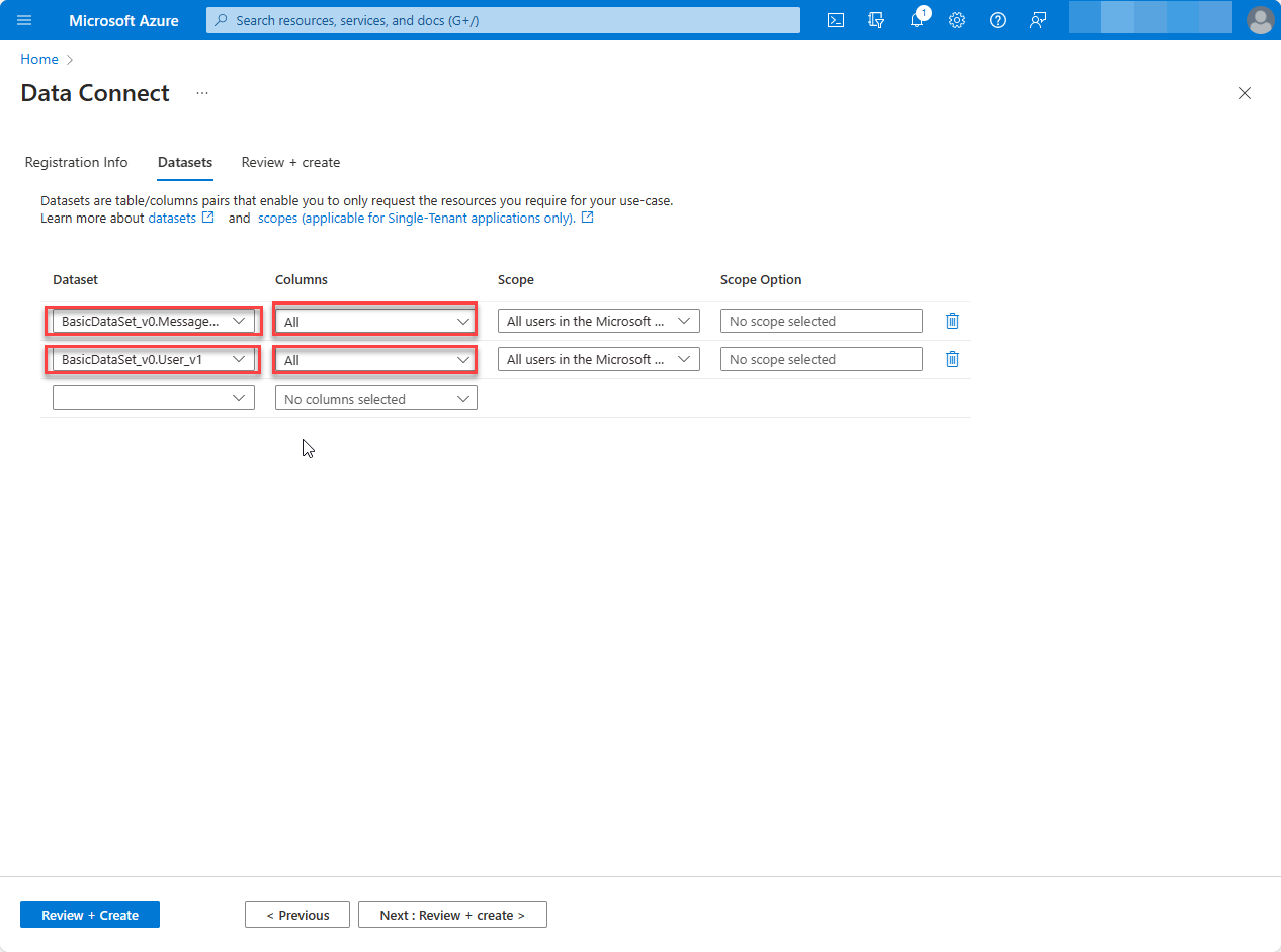 Screenshot: Datasetkatalog im Assistenten