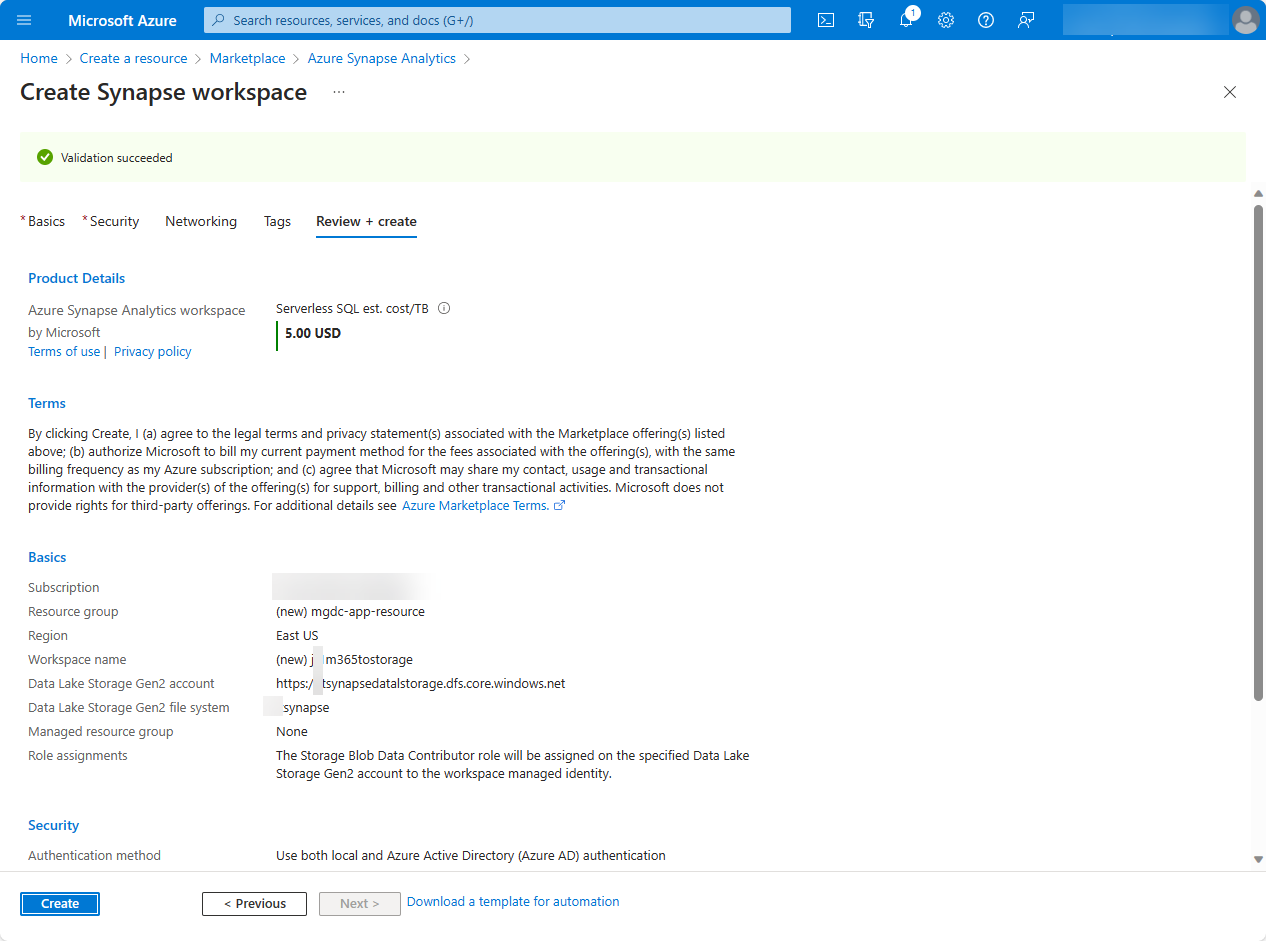 Screenshot der Azure Synapse Analytics-Seite mit hervorgehobener Option 