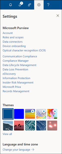 Einstellungsbereich des Microsoft Purview-Portals.