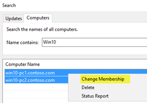 Wählen Sie Mitgliedschaft ändern aus, um auf der Benutzeroberfläche nach mehreren Computern zu suchen.