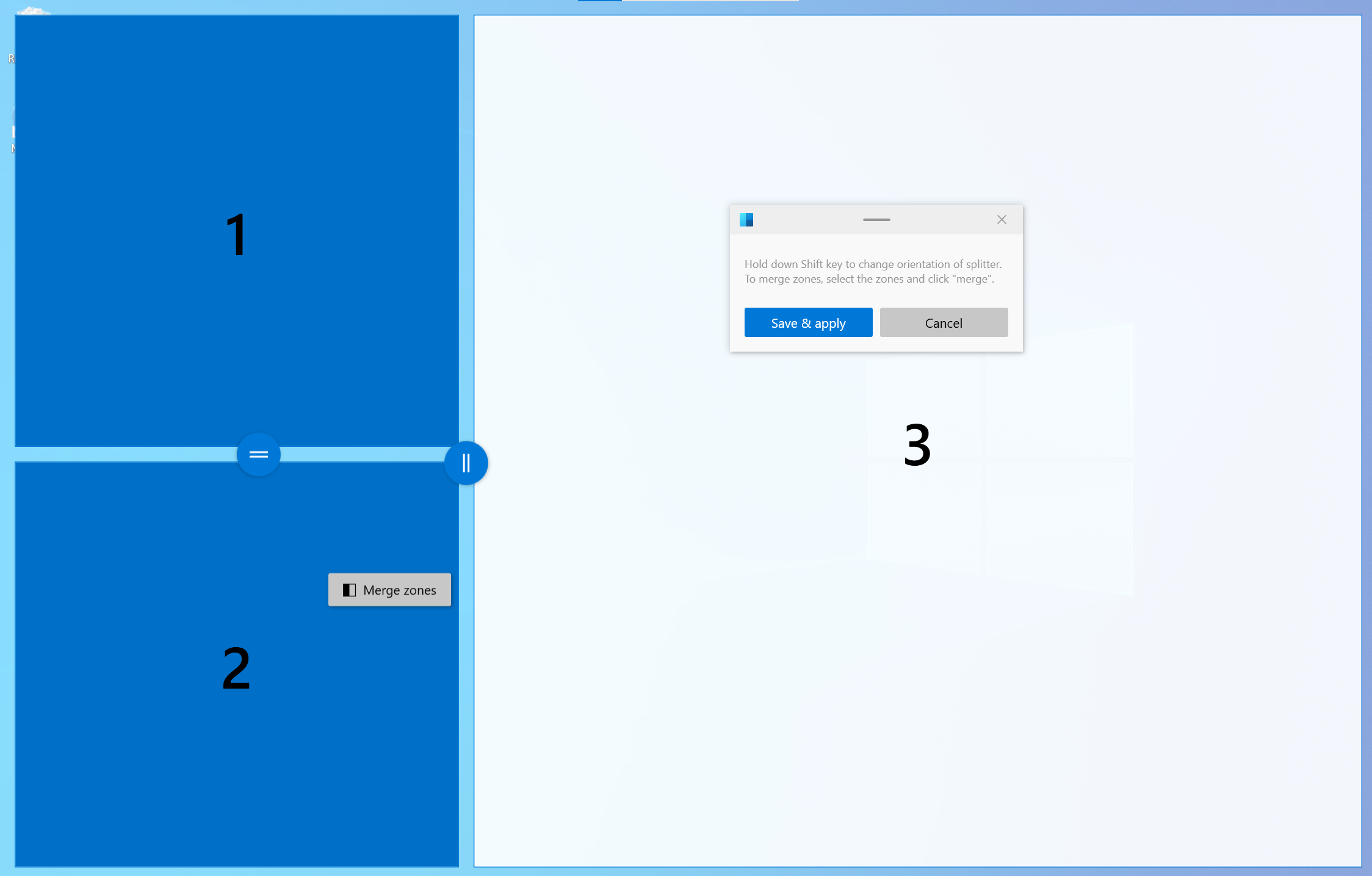 FancyZones Tabelleneditor-Modus