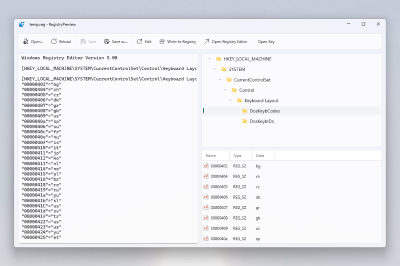 Screenshot: Registry Preview