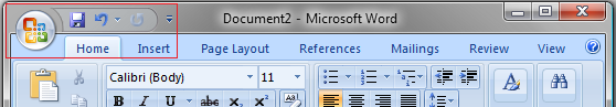 Office-Schaltfläche und Symbolleiste für den Schnellzugriff in Word 2007