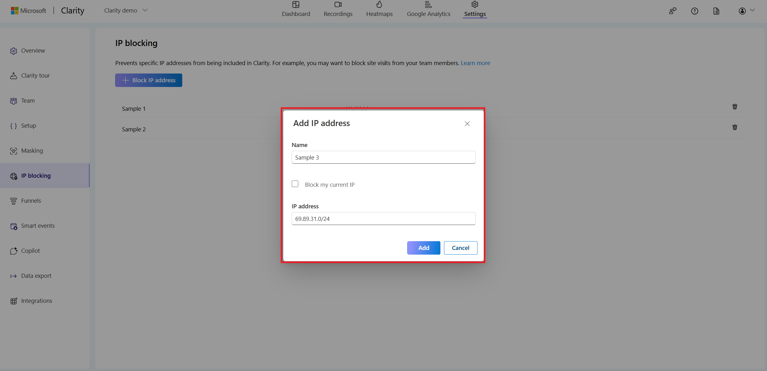 Add a range of IP addresses to block.