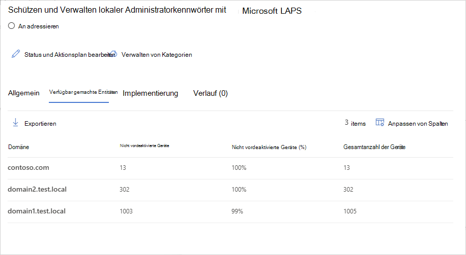 Wählen Sie Domäne mit Geräten aus, die von LAPS nicht geschützt sind.