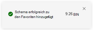 Screenshot der Benachrichtigung, dass zu den Favoriten in der erweiterten Suche ein neues Element hinzugefügt wurde.