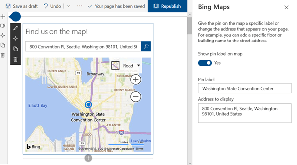 Abbildung des Bing Maps-Webparts