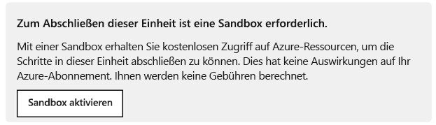 Eingabeaufforderung „Sandbox aktivieren“, die in jedem Modul angezeigt wird