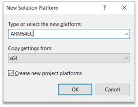 Screenshot der neuen Arm64EC-Plattform Visual Studio-Installer