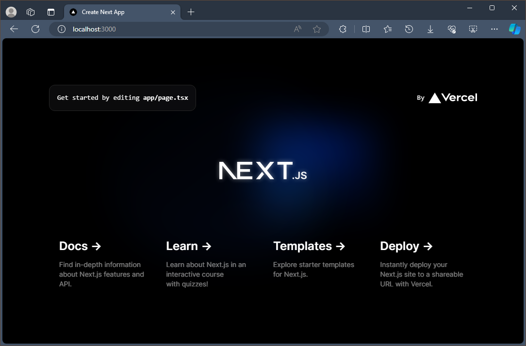 Ihre Next.js-App bei der Ausführung auf localhost:3000