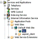 Screenshot mit dem Rpc-Knoten unter der Standardwebsite im IIS MMC-Snap-In.