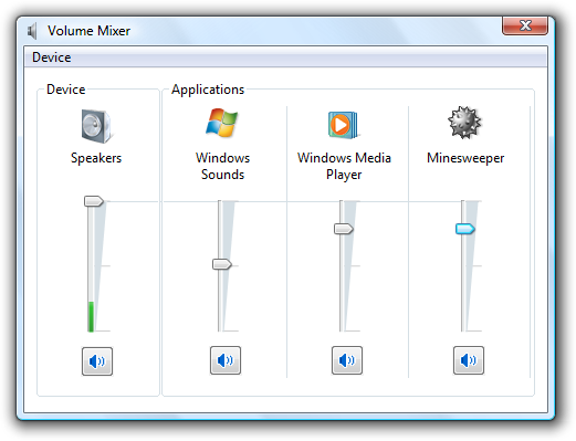 Screenshot des Windows Volume Mixers 