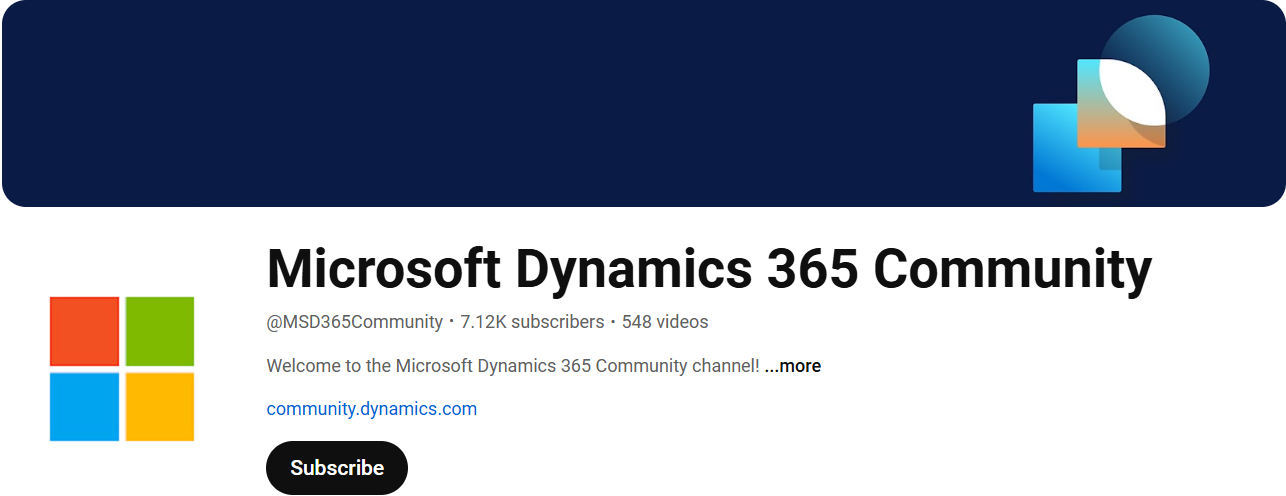 Thumbnail of the playlists on the Dynamics 365 channel on YouTube.