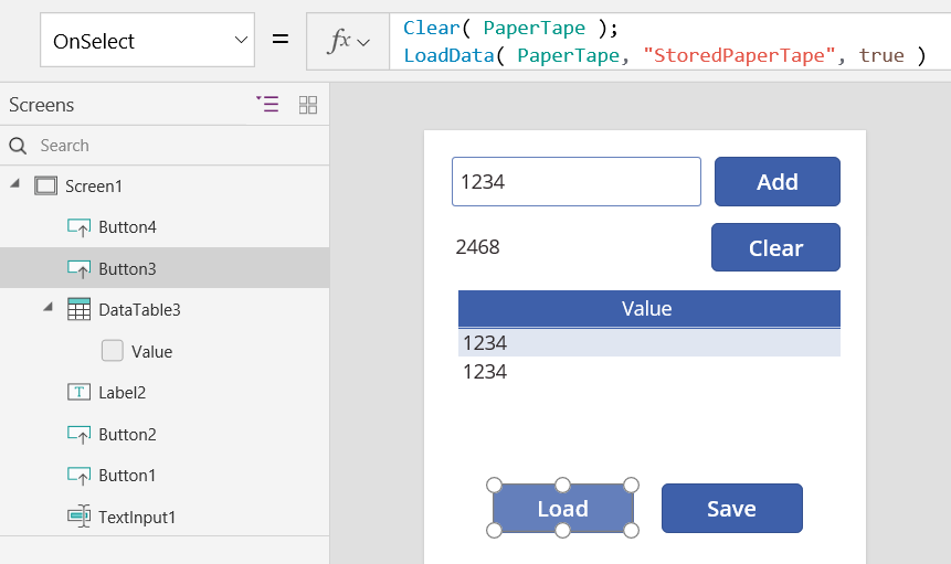 OnSelect property  Load button.