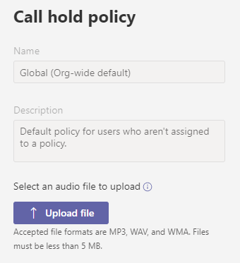 Screenshot of Teams call hold policies.