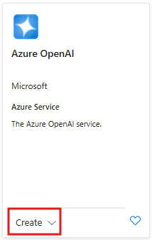 Screenshot that shows how to create a new Azure OpenAI Service resource in the Azure portal.