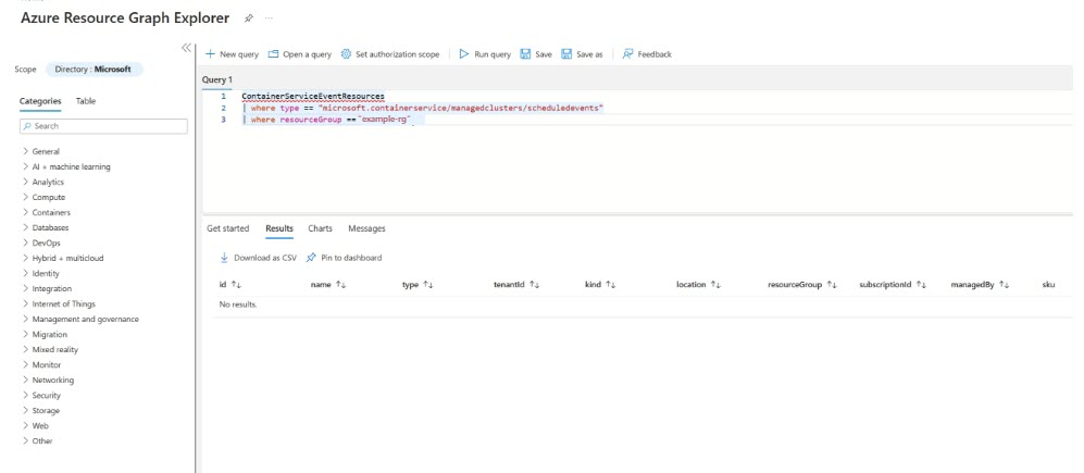 Screenshot of how to look up Azure resource graph.