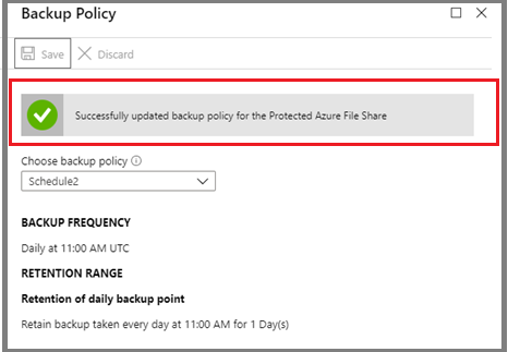 Successfully updated backup policy