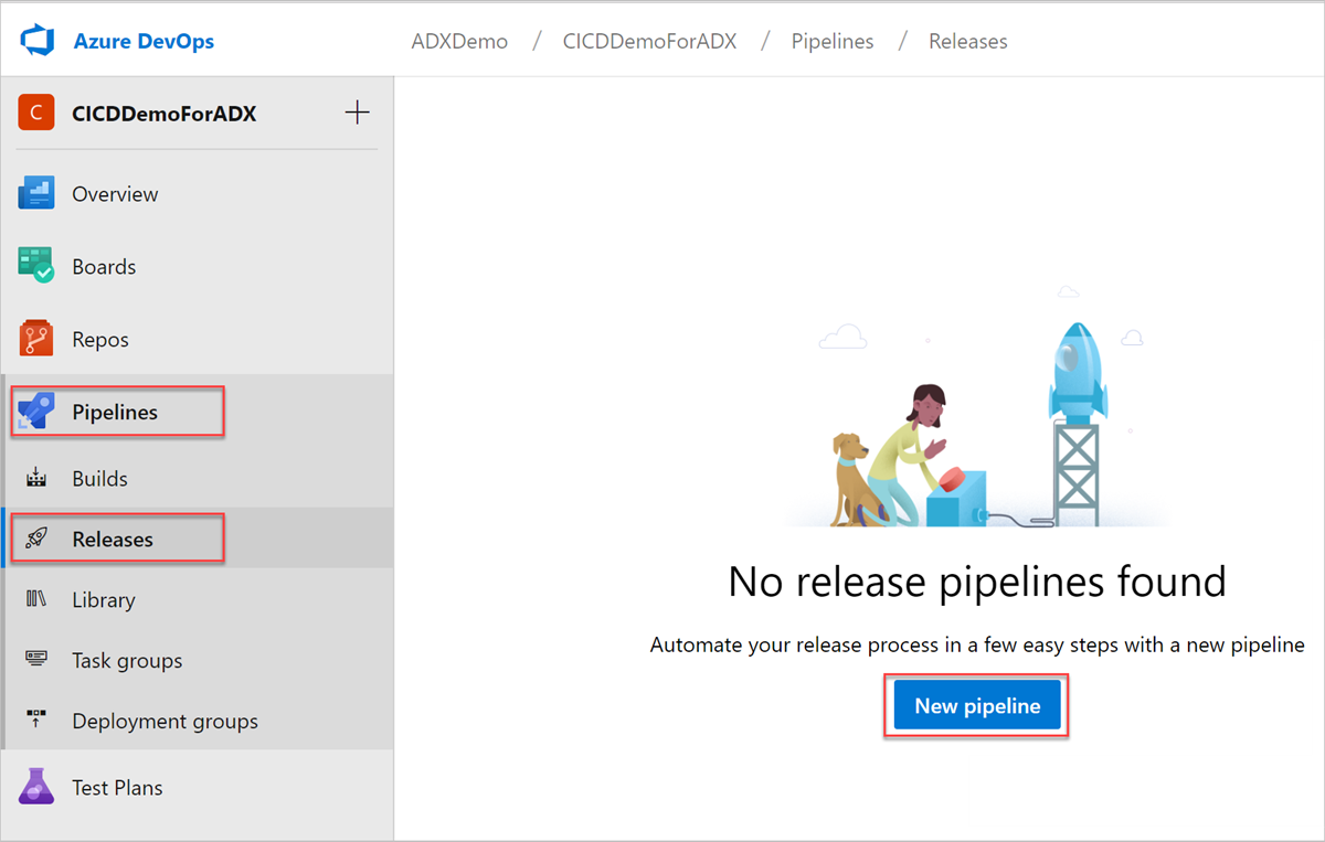 Screenshot showing how to start a new pipeline.