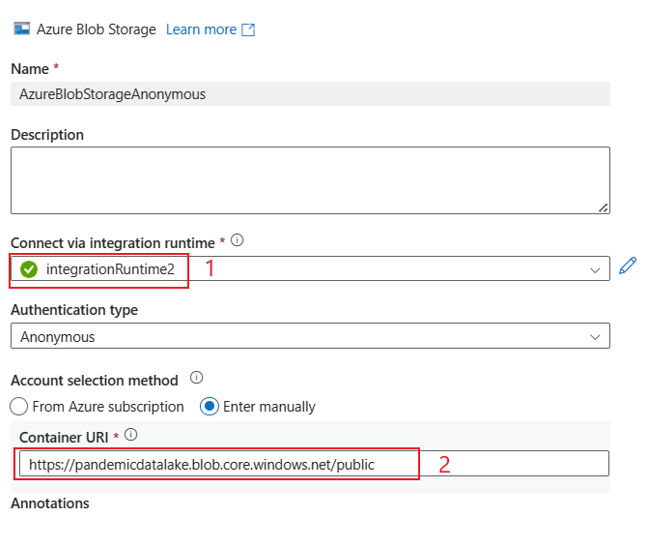 Screenshot of configuration for Anonymous examples UI.