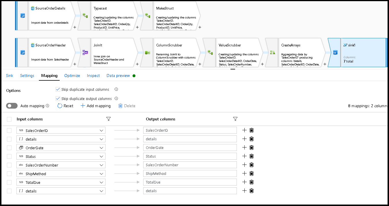 Screenshot shows the Mapping tab.