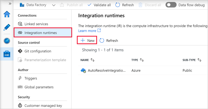 Create an integration runtime