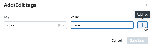 Plus sign to save key-value pair.