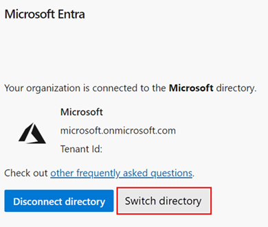 Screenshot showing Switch directory button emphasized.