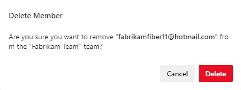 Screenshot of Delete member dialog confirmation.