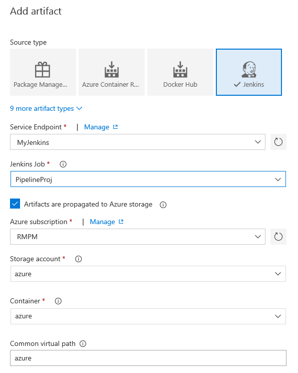 Options for publishing Jenkins artifacts to Azure storage