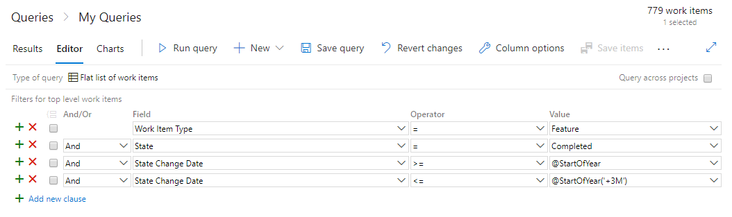 Query for work relative to the start of the day, week, month, or year.